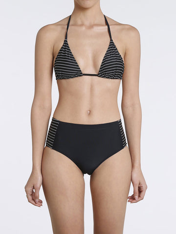 Black/White Stripes High Waist Bikini Combo